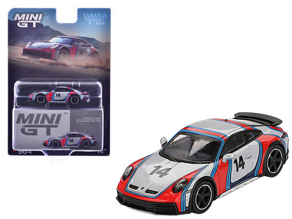 Porsche 911 Dakar #14 "Rally 1978" Ice Gray Metallic Limited Edition 1/64 Diecast Model Car by Mini GT-DiecastModeler.com