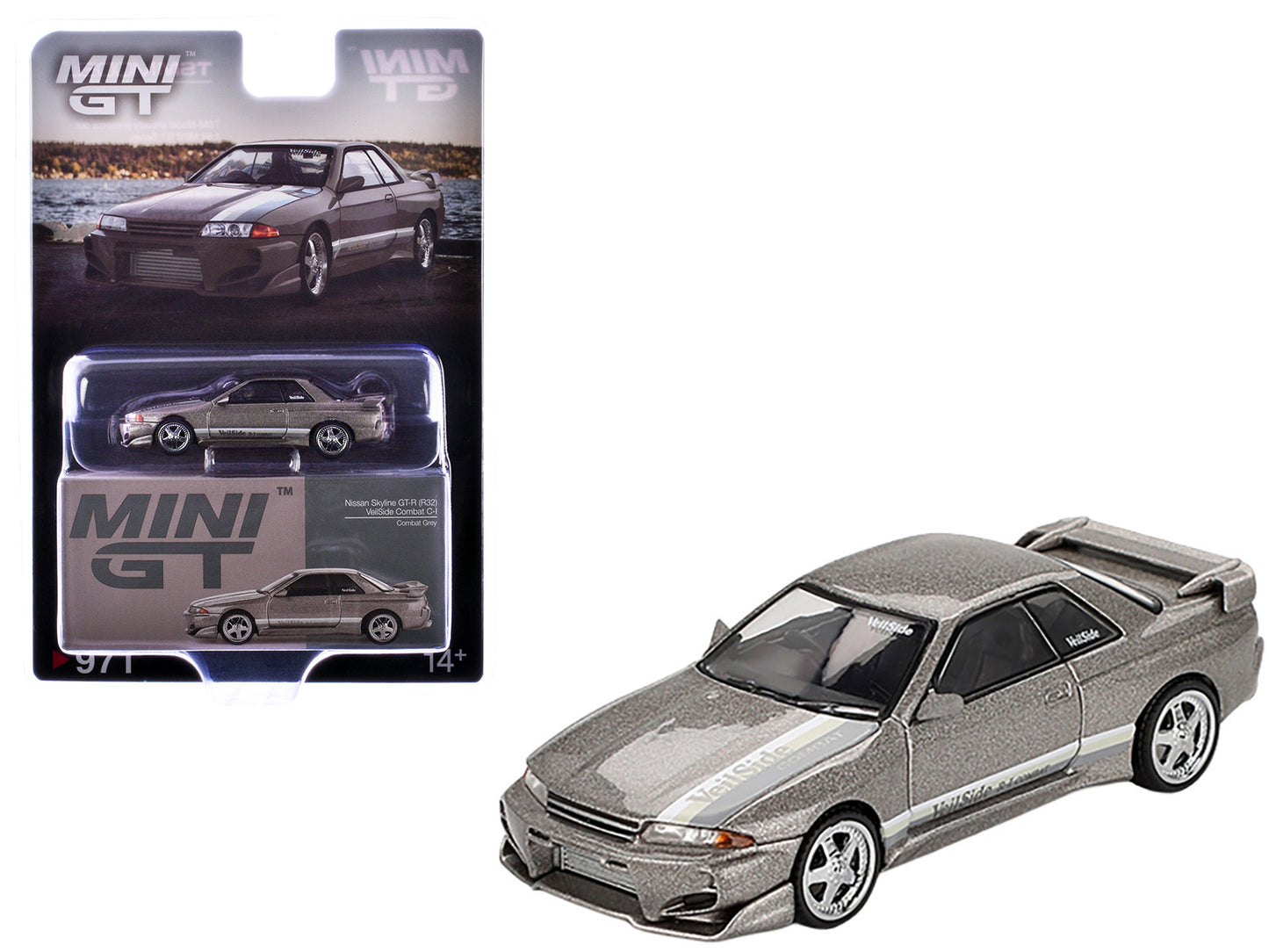 Nissan Skyline GT-R (R32) RHD (Right Hand Drive) "Veilside Combat C-I" Gray Metallic Limited Edition 1/64 Diecast Model Car by Mini GT-DiecastModeler.com
