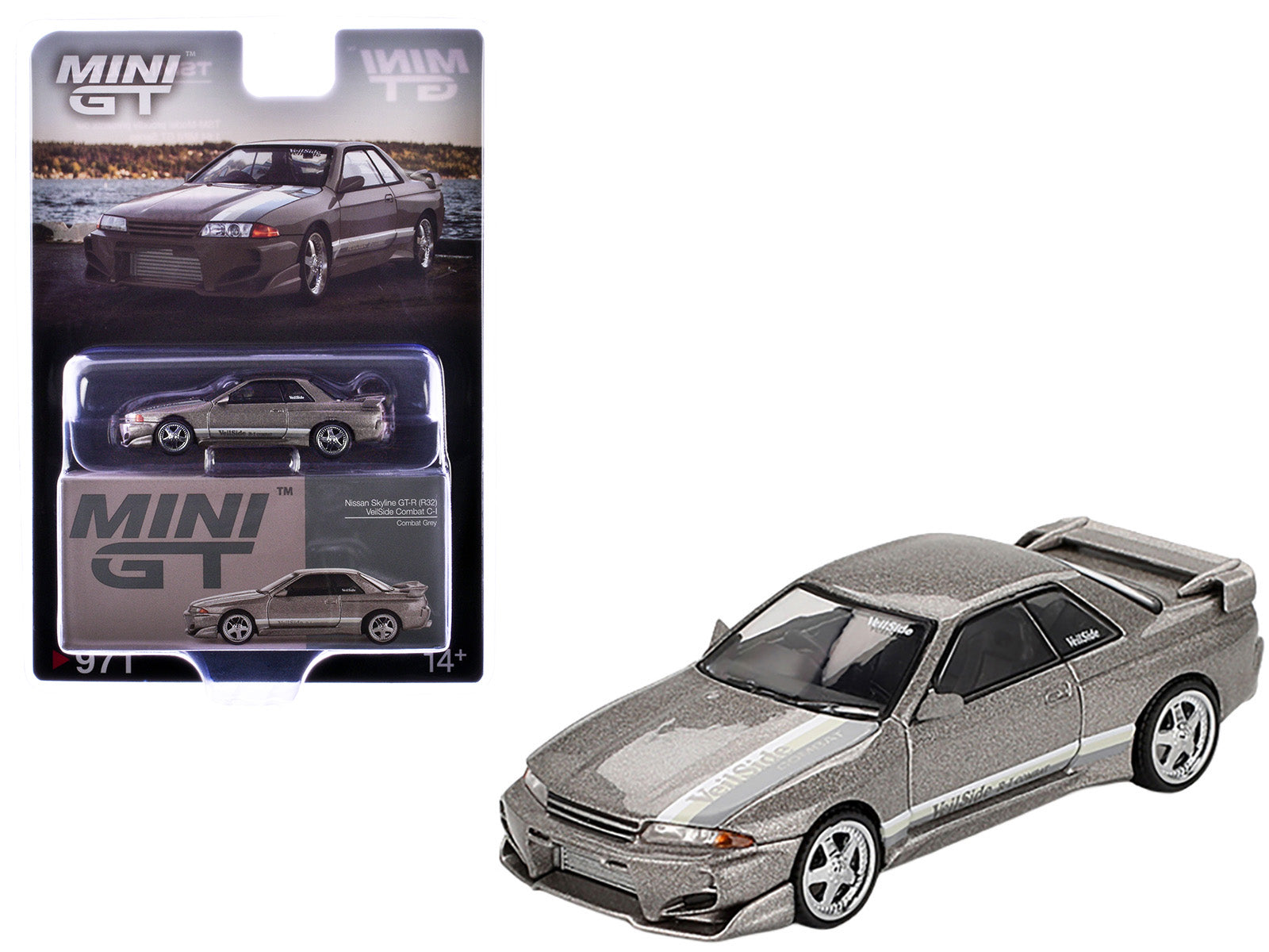 Nissan Skyline GT-R (R32) RHD (Right Hand Drive) "Veilside Combat C-I" Gray Metallic Limited Edition 1/64 Diecast Model Car by Mini GT-DiecastModeler.com