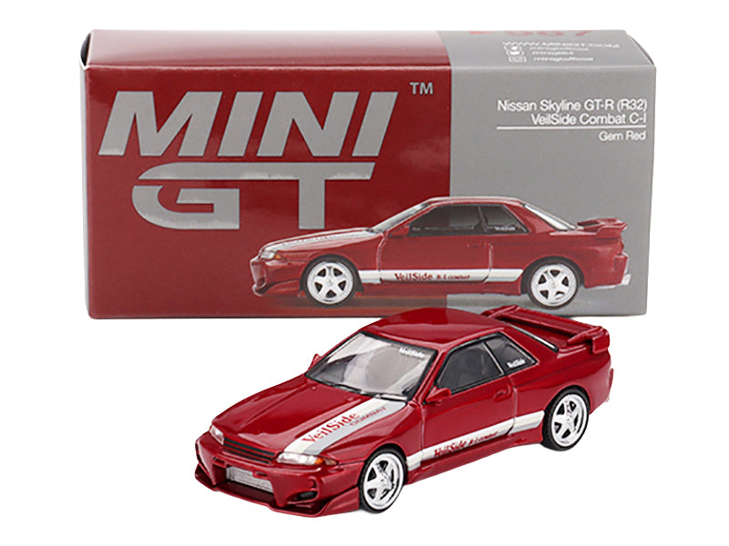Nissan Skyline GT-R (R32) RHD (Right Hand Drive) "Veilside Combat C-I" Gem Red Metallic Limited Edition 1/64 Diecast Model Car by Mini GT-DiecastModeler.com