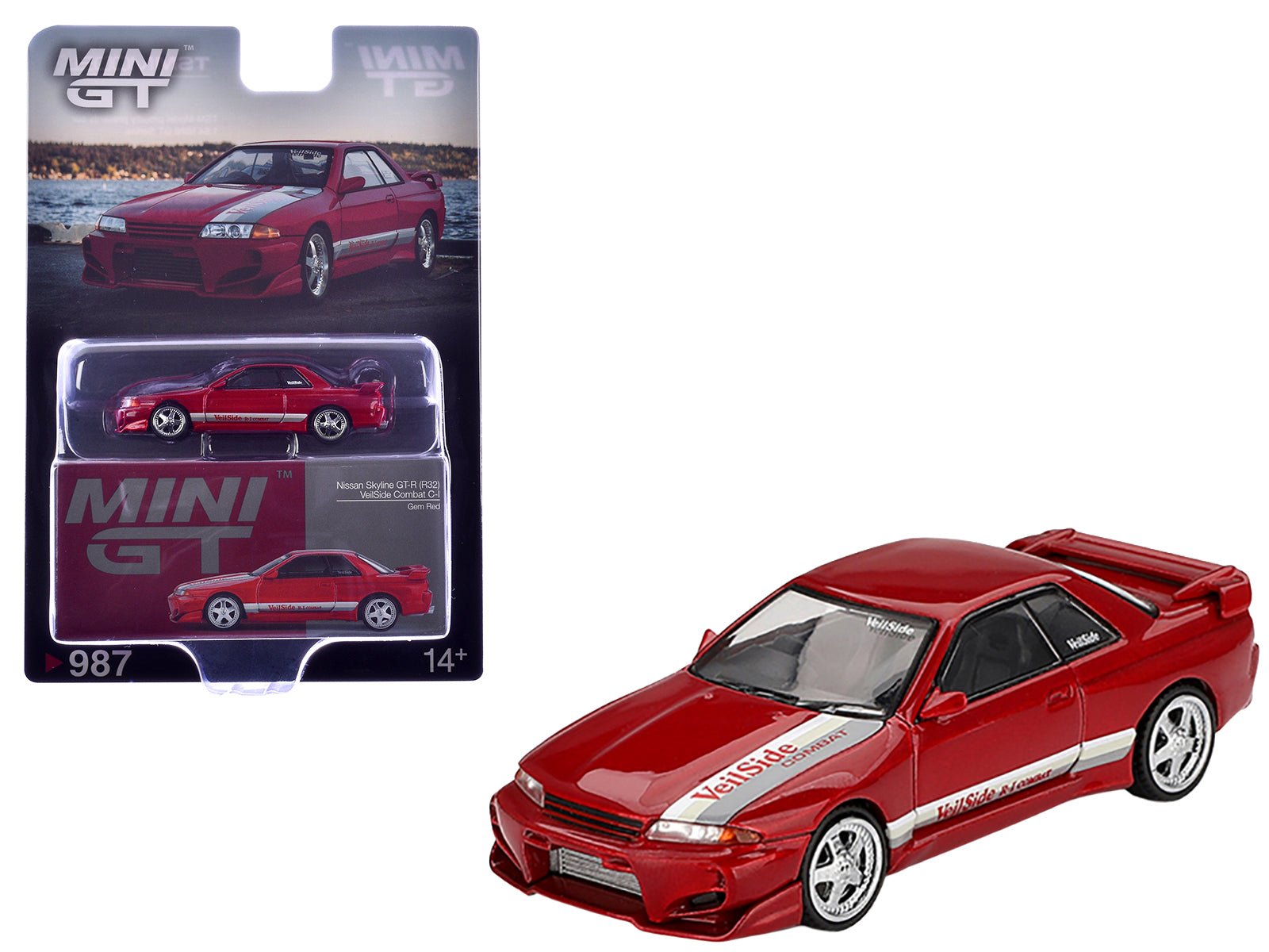 Nissan Skyline GT-R (R32) RHD (Right Hand Drive) "Veilside Combat C-I" Gem Red Metallic Limited Edition 1/64 Diecast Model Car by Mini GT-DiecastModeler.com
