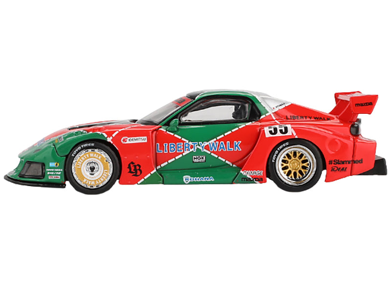 Mazda RX-7 LB-Super Silhouette RHD (Right Hand Drive) #55 "787B Tribute" Red and Green Limited Edition 1/64 Diecast Model Car by Mini GT