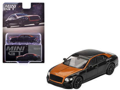 Bentley Flying Spur Orange Flame Metallic and Onyx Black Limited Edition 1/64 Diecast Model Car by Mini GT