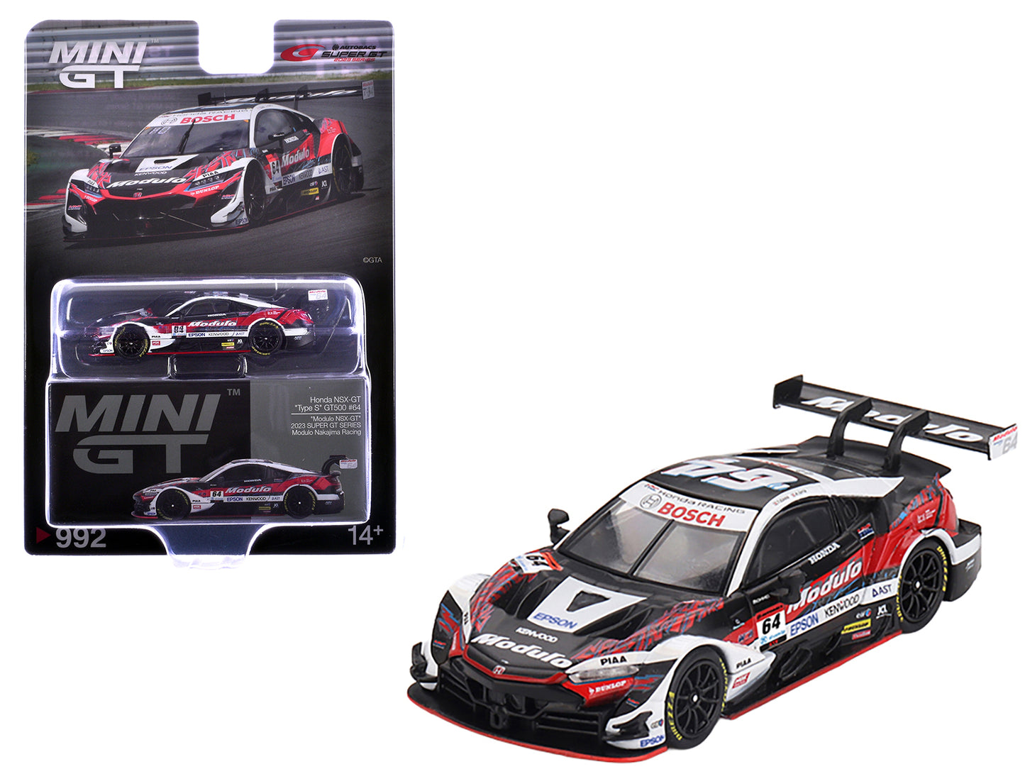 Honda NSX-GT "Type S" GT500 #64 Takuya Izawa - Kakunoshin Ohta "Modulo Nakajima Racing" "Super GT Series" (2023) Limited Edition 1/64 Diecast Model Car by Mini GT-DiecastModeler.com