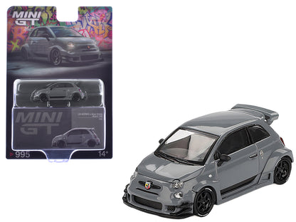 ABARTH 595 #49 "LB-Works x Abas Works" Gray Limited Edition 1/64 Diecast Model Car by Mini GT