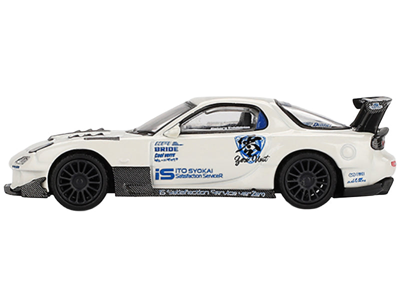 Mazda RX-7 (FD3S) "Itosyoukai Rei-gouki with RE Amemiya" RHD (Right Hand Drive) White with Graphics Limited Edition 1/64 Diecast Model Car by Mini GT