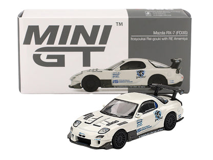 Mazda RX-7 (FD3S) "Itosyoukai Rei-gouki with RE Amemiya" RHD (Right Hand Drive) White with Graphics Limited Edition 1/64 Diecast Model Car by Mini GT