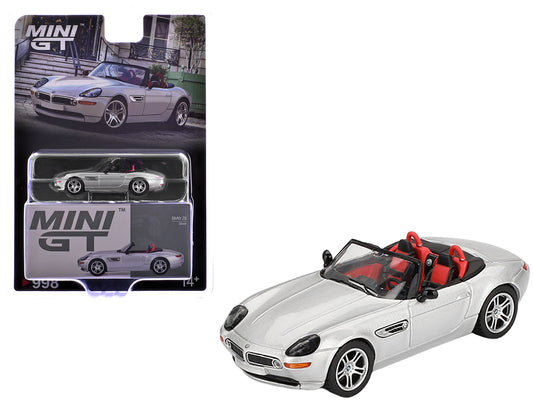 BMW Z8 Roadster Silver Metallic with Red and Black Interior Limited Edition 1/64 Diecast Model Car by Mini GT-DiecastModeler.com