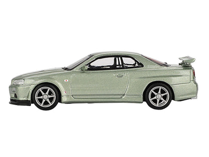 Nissan Skyline GT-R (R34) V-Spec II Nur RHD (Right Hand Drive) Millenium Jade Metallic Limited Edition 1/64 Diecast Model Car by Mini GT-DiecastModeler.com