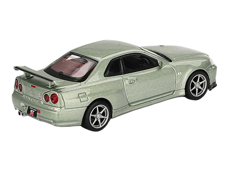 Nissan Skyline GT-R (R34) V-Spec II Nur RHD (Right Hand Drive) Millenium Jade Metallic Limited Edition 1/64 Diecast Model Car by Mini GT