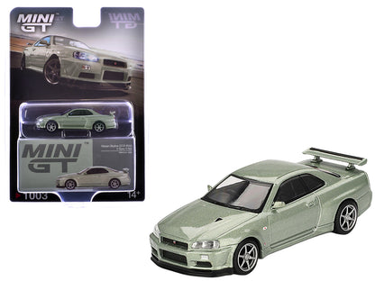 Nissan Skyline GT-R (R34) V-Spec II Nur RHD (Right Hand Drive) Millenium Jade Metallic Limited Edition 1/64 Diecast Model Car by Mini GT