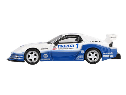 Mazda RX-7 LB-Super Silhouette RHD (Right Hand Drive) "IMSA" White and Blue Limited Edition 1/64 Diecast Model Car by Mini GT
