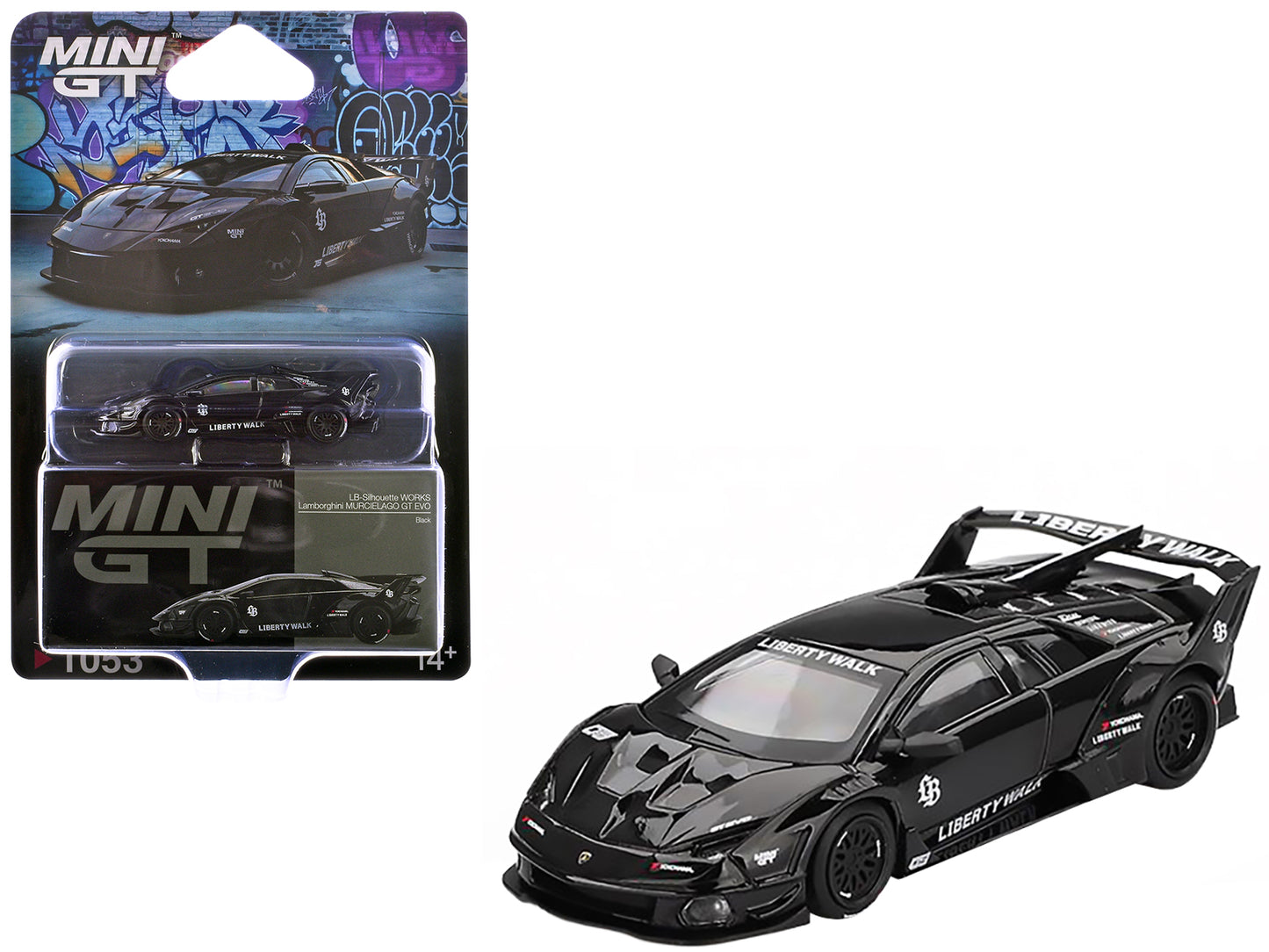 Lamborghini Murcielago GT EVO LB-Silhouette Works Black Limited Edition 1/64 Diecast Model Car by Mini GT
