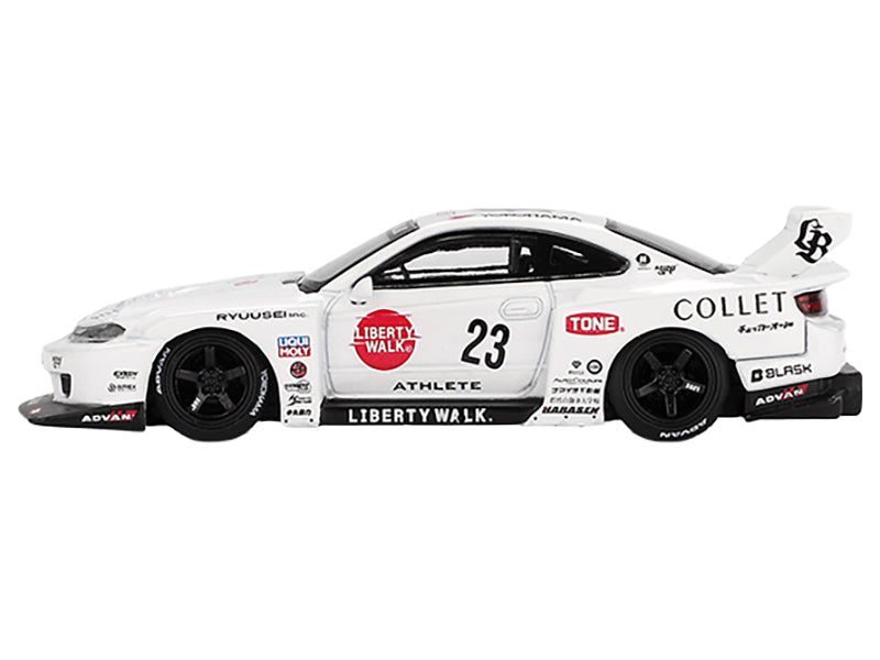 Nissan Silvia (S15) LB-Super Silhouette RHD (Right Hand Drive) #23 "Athlete" White with Graphics Limited Edition 1/64 Diecast Model Car by Mini GT