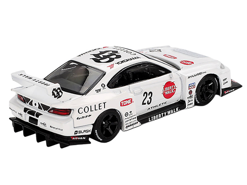 Nissan Silvia (S15) LB-Super Silhouette RHD (Right Hand Drive) #23 "Athlete" White with Graphics Limited Edition 1/64 Diecast Model Car by Mini GT-DiecastModeler.com