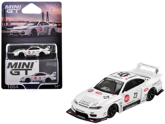 Nissan Silvia (S15) LB-Super Silhouette RHD (Right Hand Drive) #23 "Athlete" White with Graphics Limited Edition 1/64 Diecast Model Car by Mini GT