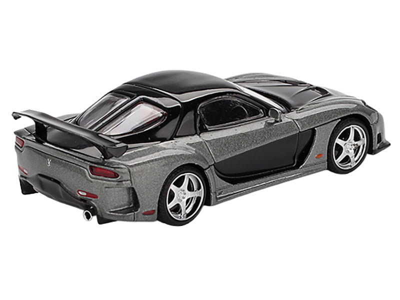 Mazda RX-7 "VeilSide Fortune7" Gray Metallic and Black with Red Interior Limited Edition 1/64 Diecast Model Car by Mini GT-DiecastModeler.com