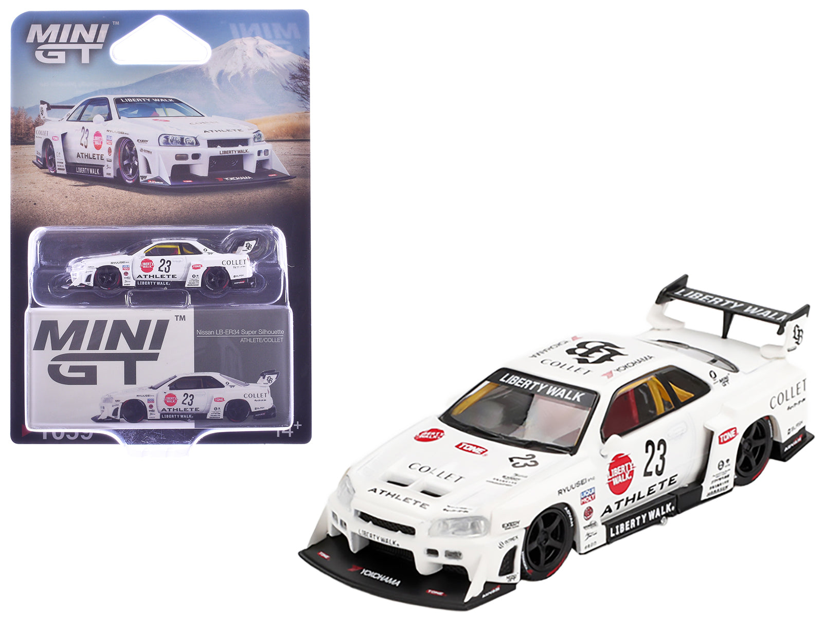 Nissan LB-ER34 Super Silhouette RHD (Right Hand Drive) #23 "ATHLETE - COLLET" White with Graphics Limited Edition 1/64 Diecast Model Car by Mini GT-DiecastModeler.com