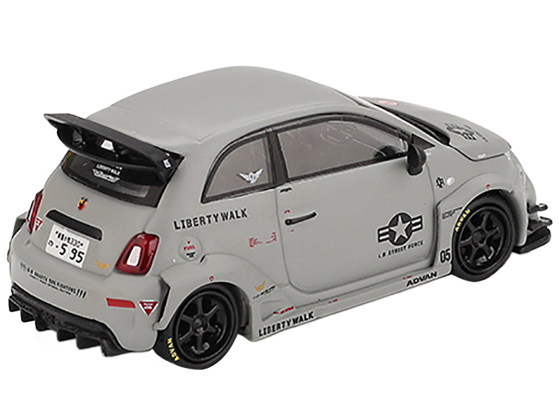 ABARTH 595 LB-Works x Abas Works "Fighters" Matt Gray Limited Edition 1/64 Diecast Model Car by Mini GT