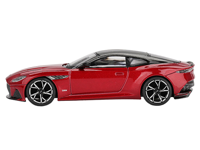 Aston Martin DBS RHD (Right Hand Drive) Hyper Red Metallic with Carbon Top Limited Edition 1/64 Diecast Model Car by Mini GT-DiecastModeler.com