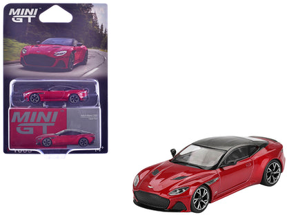 Aston Martin DBS RHD (Right Hand Drive) Hyper Red Metallic with Carbon Top Limited Edition 1/64 Diecast Model Car by Mini GT-DiecastModeler.com