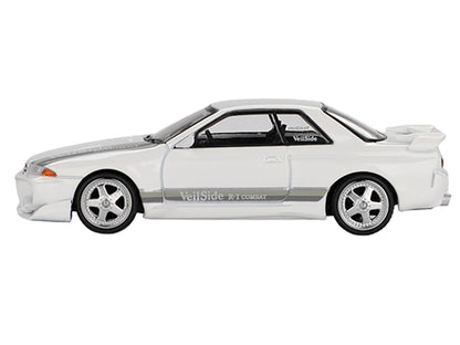 Nissan Skyline GT-R (R32) RHD (Right Hand Drive) "Veilside Combat C-I" White with Gray Stripes Limited Edition 1/64 Diecast Model Car by Mini GT-DiecastModeler.com