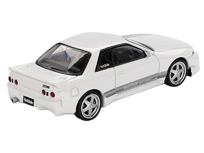 Nissan Skyline GT-R (R32) RHD (Right Hand Drive) "Veilside Combat C-I" White with Gray Stripes Limited Edition 1/64 Diecast Model Car by Mini GT-DiecastModeler.com