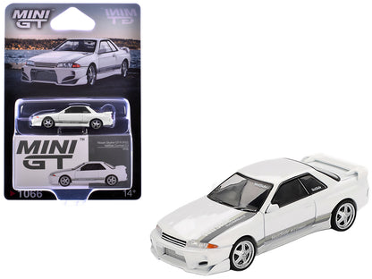 Nissan Skyline GT-R (R32) RHD (Right Hand Drive) "Veilside Combat C-I" White with Gray Stripes Limited Edition 1/64 Diecast Model Car by Mini GT-DiecastModeler.com