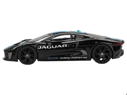 Jaguar C-X75 Black with Light Blue Stripe Limited Edition 1/64 Diecast Model Car by Mini GT-DiecastModeler.com