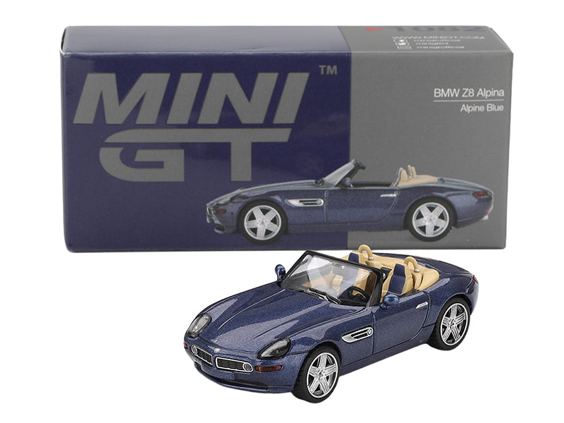 BMW Z8 Alpina Roadster Alpine Blue Metallic Limited Edition 1/64 Diecast Model Car by Mini GT