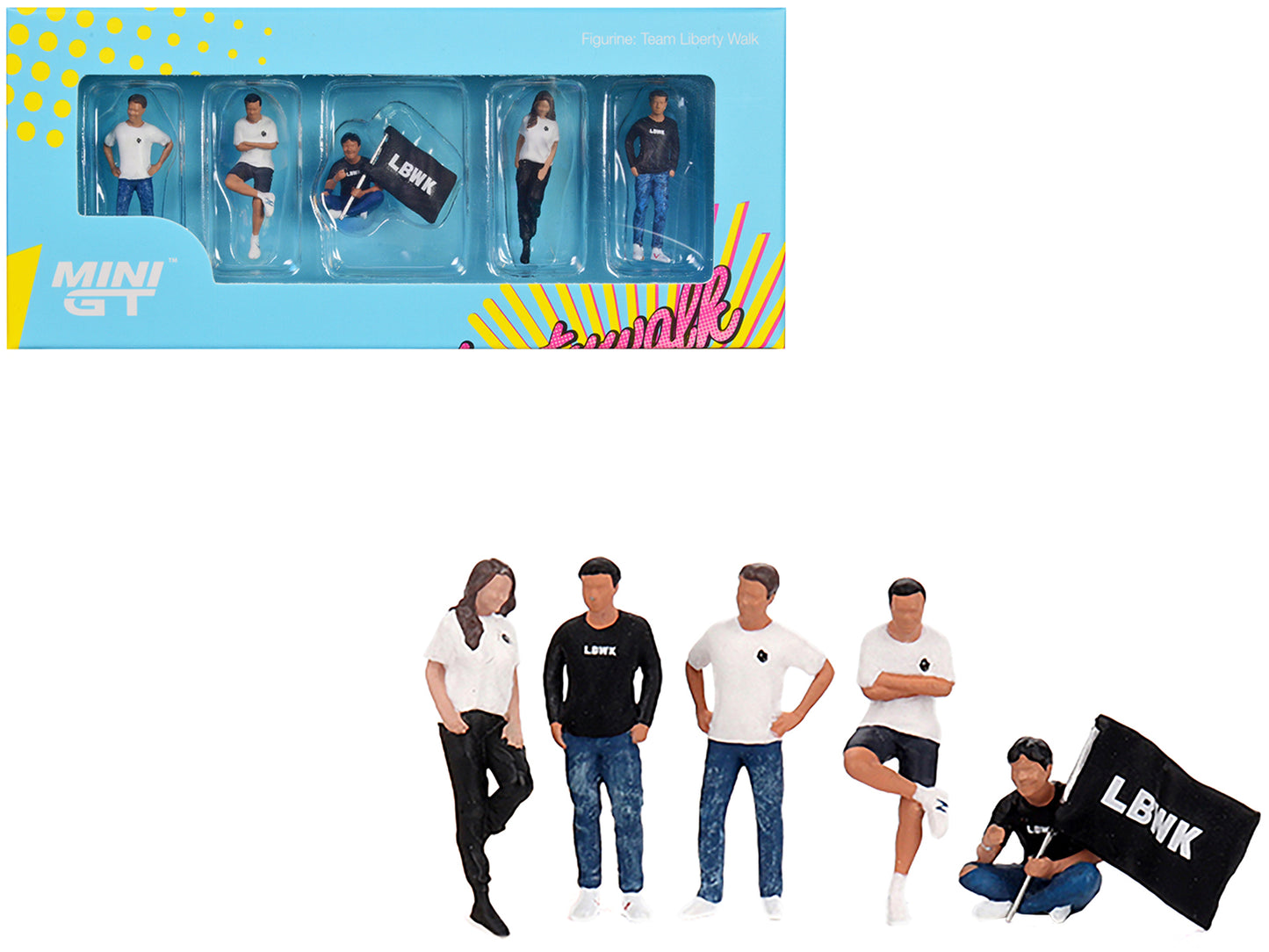 "Team Liberty Walk" 5 Piece Figure Set for 1/64 Scale Models by Mini GT-DiecastModeler.com