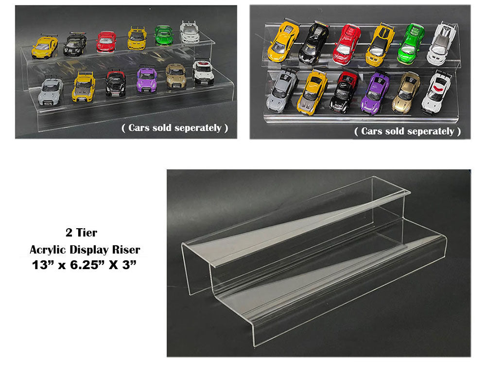 2 Tier Acrylic Stand Riser "Mijo Exclusives" for 1/64 Scale Models-DiecastModeler.com