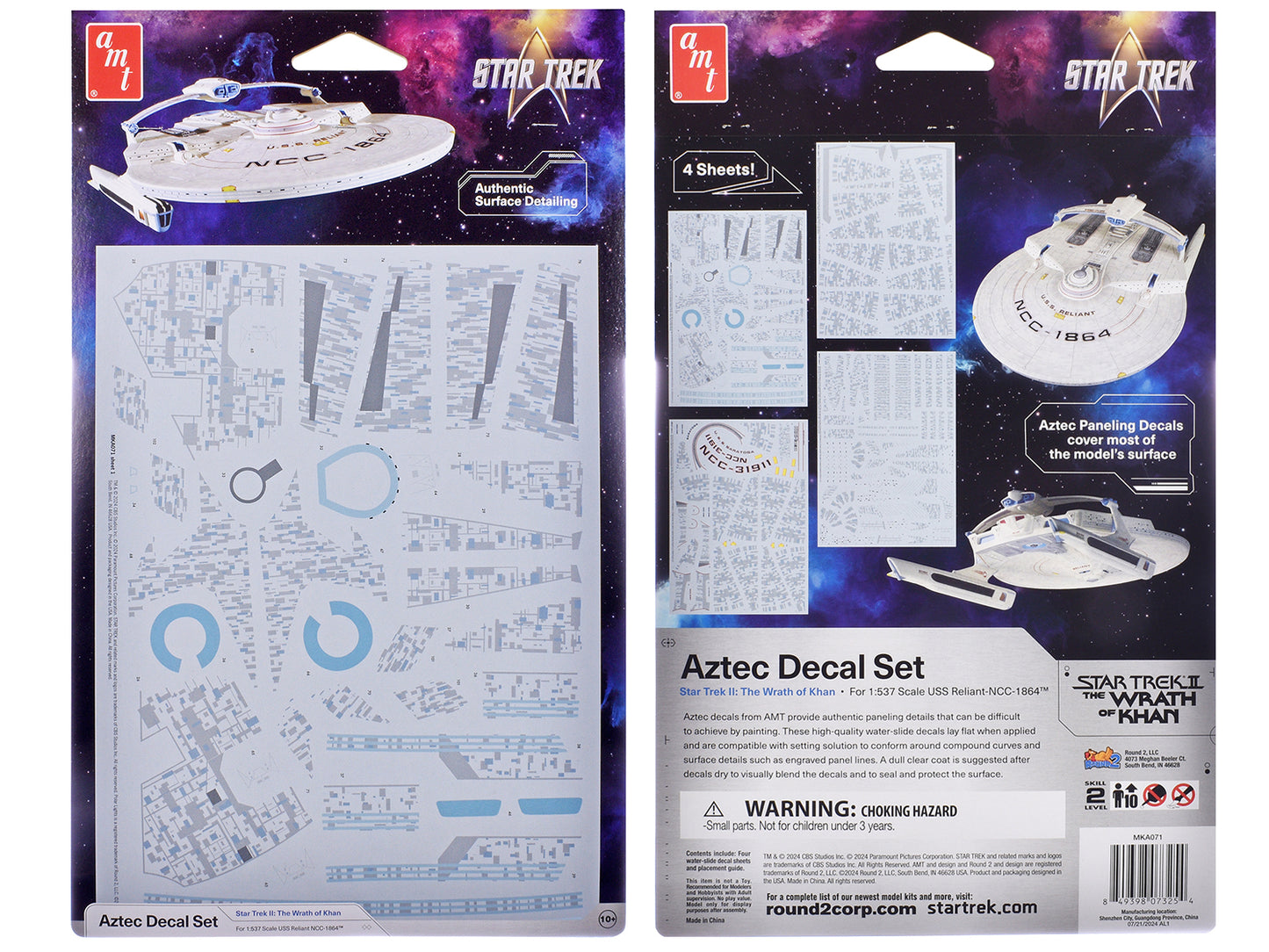 U.S.S. Reliant NCC-1864 Aztec Decal Set "Star Trek II: The Wrath of Khan" (1982) Movie 1/537 Scale Model by AMT-DiecastModeler.com