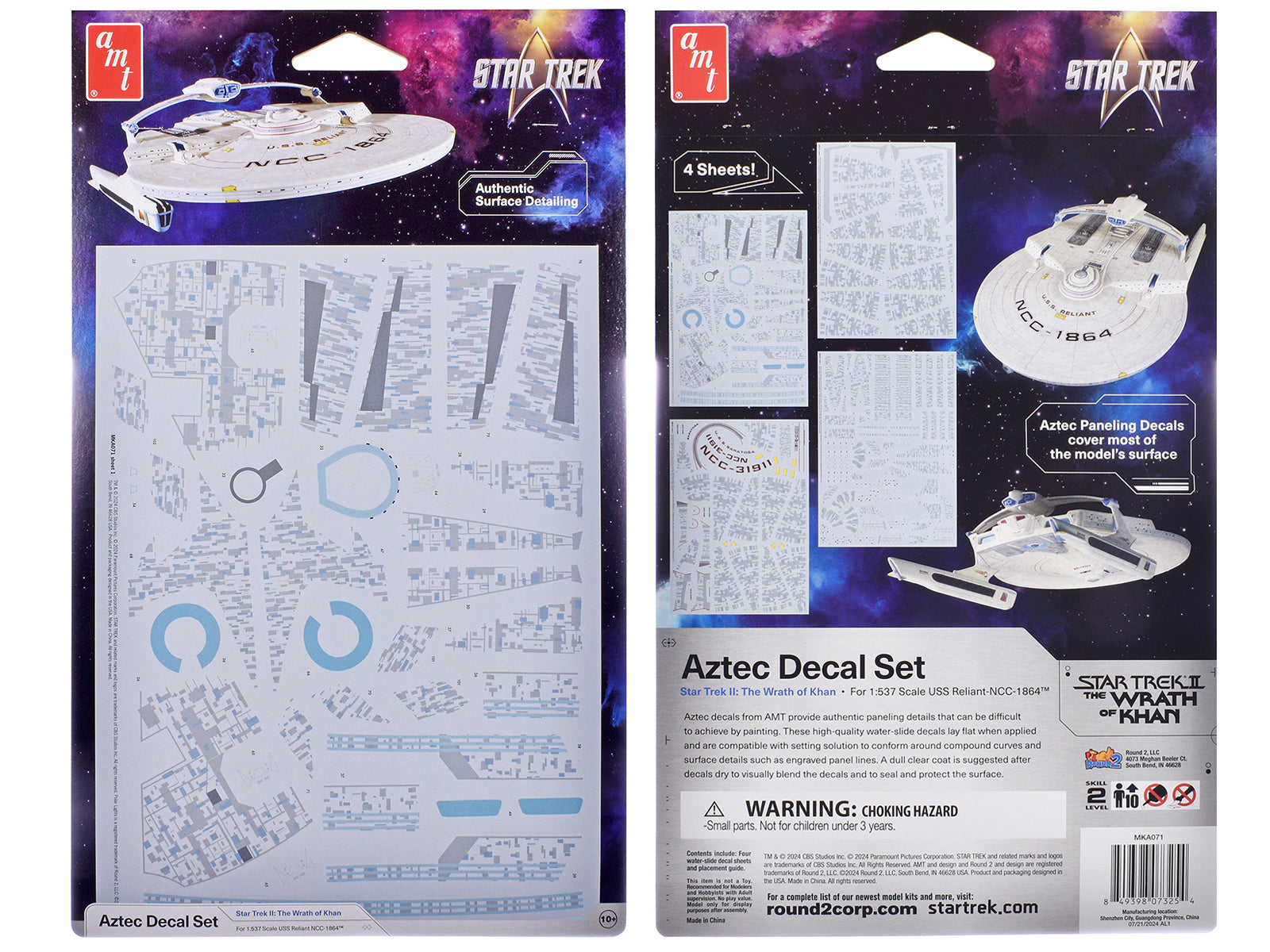 U.S.S. Reliant NCC-1864 Aztec Decal Set "Star Trek II: The Wrath of Khan" (1982) Movie 1/537 Scale Model by AMT-DiecastModeler.com
