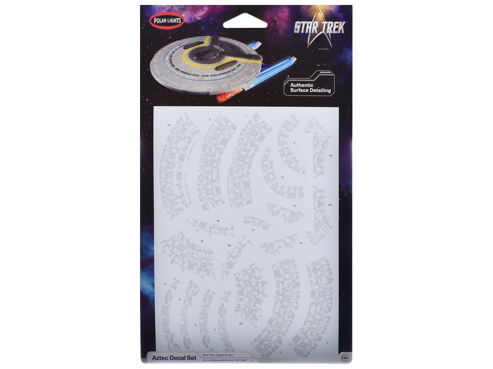 USS Cerritos NCC-75567 Aztec Decal Set "Star Trek: Lower Decks" (2020-2024) TV Series 1/1400 Scale by Polar Lights-DiecastModeler.com