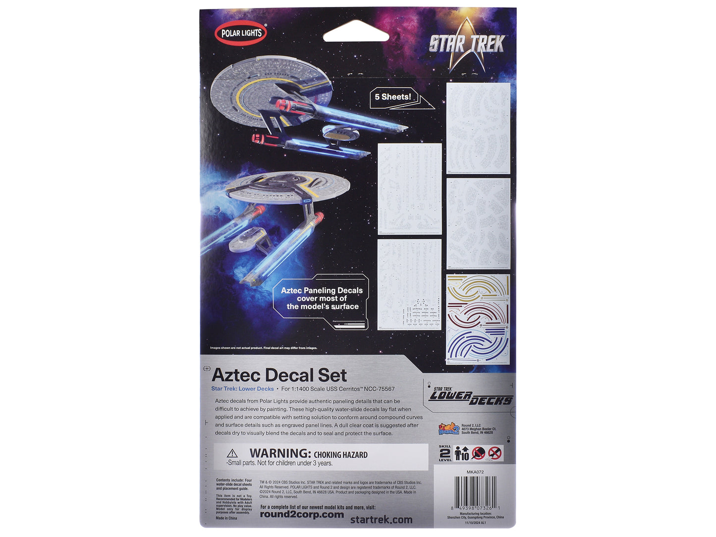 USS Cerritos NCC-75567 Aztec Decal Set "Star Trek: Lower Decks" (2020-2024) TV Series 1/1400 Scale by Polar Lights