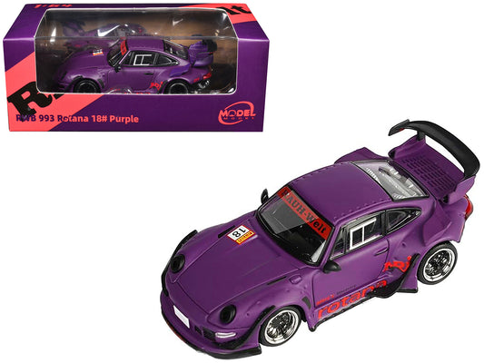 RWB 993 Rotana #18 Matt Purple with Graphics 1/64 Diecast Model Car by Model Model