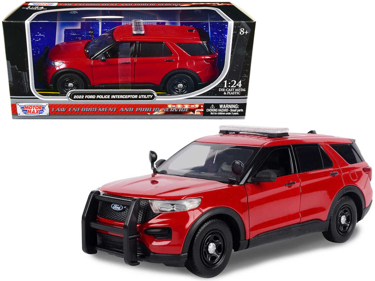 2022 Ford Police Interceptor Utility Unmarked Red 1/24 Diecast Model Car by Motormax-DiecastModeler.com