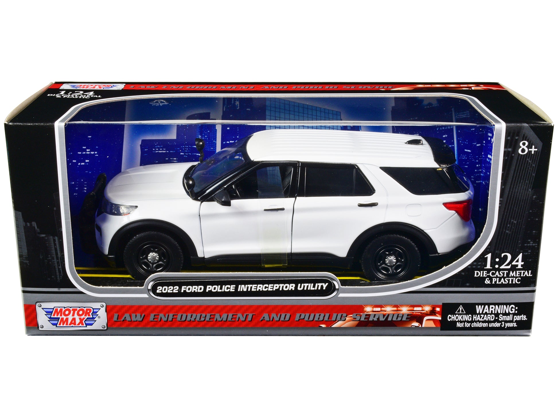 2022 Ford Police Interceptor Utility Unmarked Slick-Top White 1/24 Diecast Model Car by Motormax-DiecastModeler.com