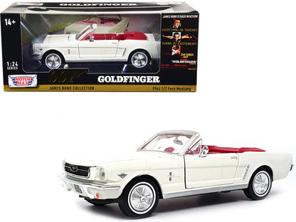 1964 1/2 Ford Mustang Convertible White with Red Interior James Bond 007 "Goldfinger" (1964) Movie "James Bond Collection" Series 1/24 Diecast Model Car by Motormax-DiecastModeler.com