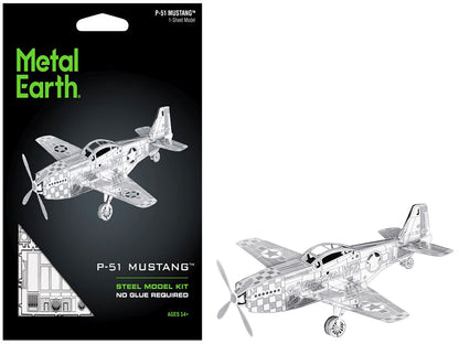 Model Kit North American P-51 Mustang Fighter Aircraft "Big Beautiful Doll" United States Army Air Forces (Easy Difficulty) Steel Model by Metal Earth-DiecastModeler.com
