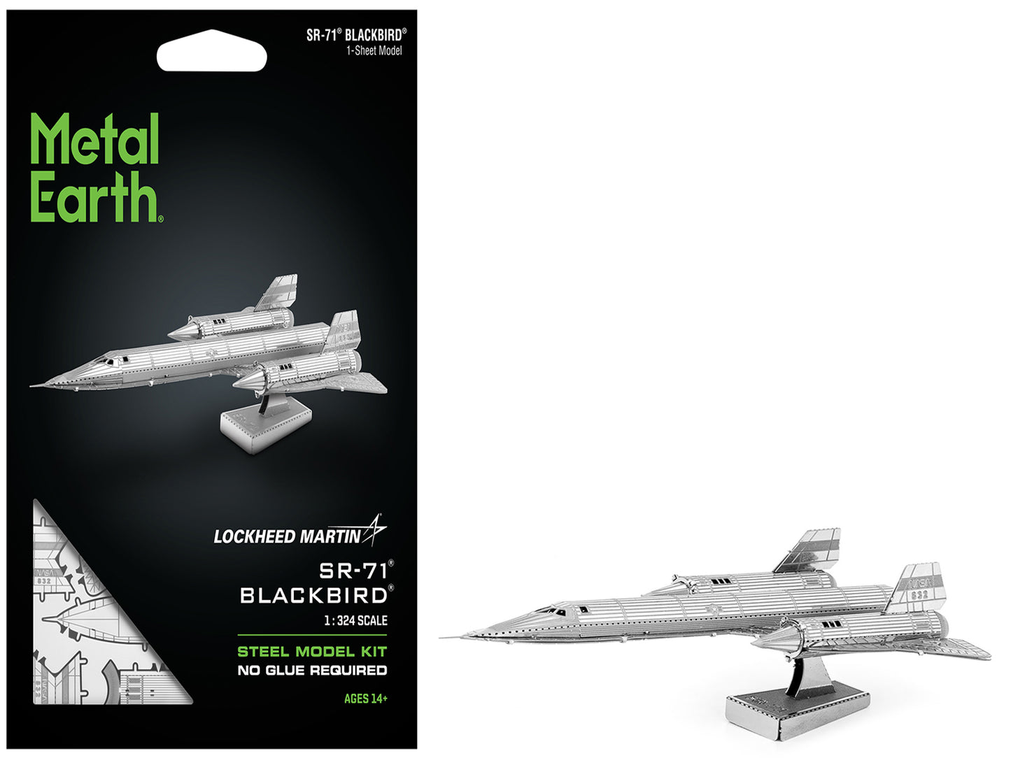 Model Kit Lockheed Martin SR-71 Blackbird Aircraft (Moderate Difficulty) Steel Model by Metal Earth-DiecastModeler.com