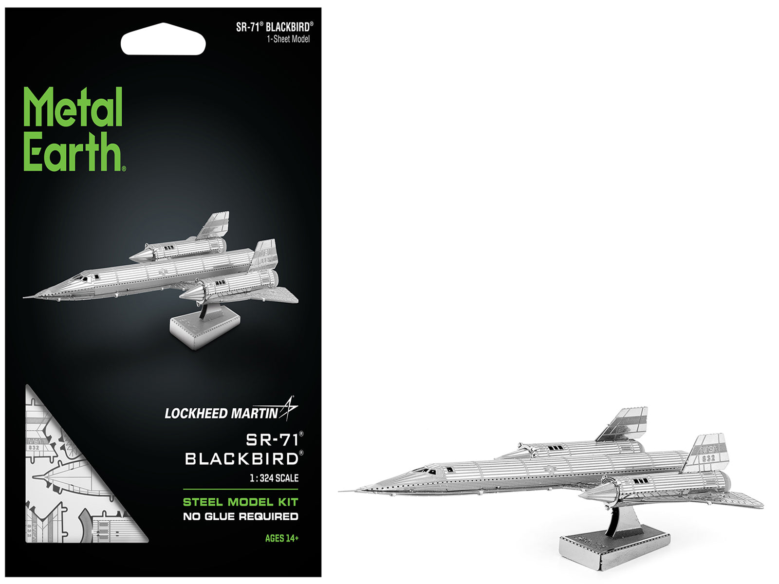 Model Kit Lockheed Martin SR-71 Blackbird Aircraft (Moderate Difficulty) Steel Model by Metal Earth-DiecastModeler.com