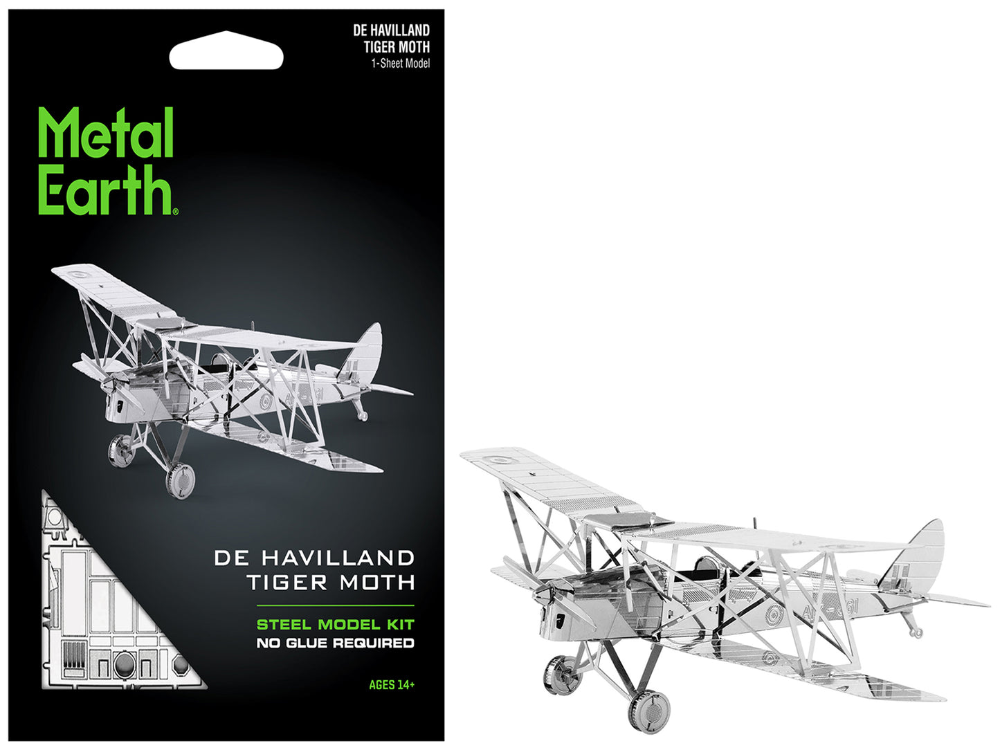 Model Kit De Havilland Tiger Moth Trainer Aircraft (Moderate Difficulty) Steel Model by Metal Earth-DiecastModeler.com