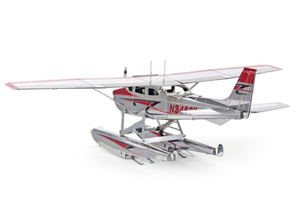 Model Kit Cessna 182 Floatplane White and Red (Moderate Difficulty) Steel Model by Metal Earth-DiecastModeler.com