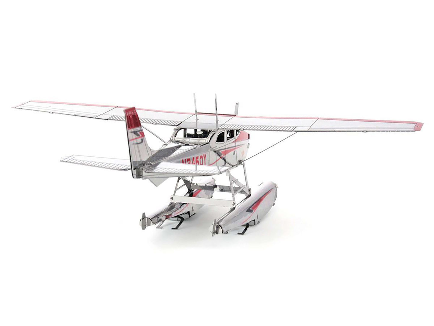 Model Kit Cessna 182 Floatplane White and Red (Moderate Difficulty) Steel Model by Metal Earth-DiecastModeler.com