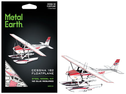 Model Kit Cessna 182 Floatplane White and Red (Moderate Difficulty) Steel Model by Metal Earth-DiecastModeler.com
