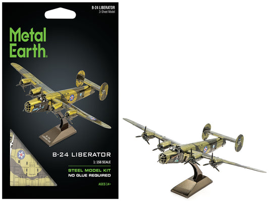 Model Kit Consolidated B-24 Liberator Bomber Aircraft "Diamond Lil" United States Army Air Forces (Challenging Difficulty) Steel Model by Metal Earth-DiecastModeler.com