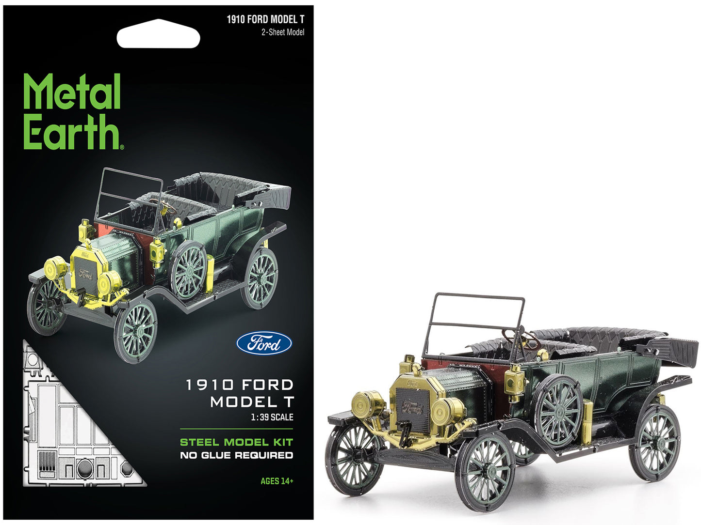Model Kit 1910 Ford Model T Green (Moderate Difficulty) Steel Model by Metal Earth-DiecastModeler.com