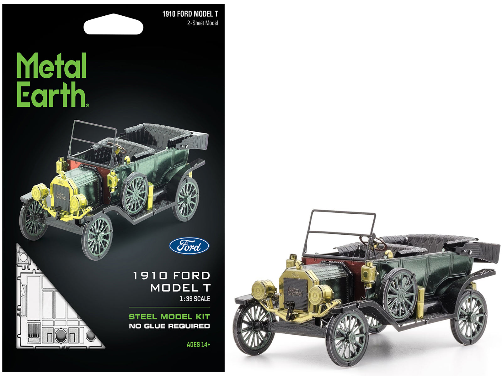 Model Kit 1910 Ford Model T Green (Moderate Difficulty) Steel Model by Metal Earth-DiecastModeler.com